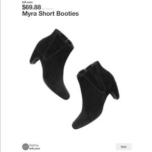 Loft myra short bootie, black suede, size 8.5